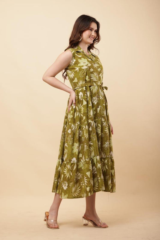 Rayon Floral Midi Dress