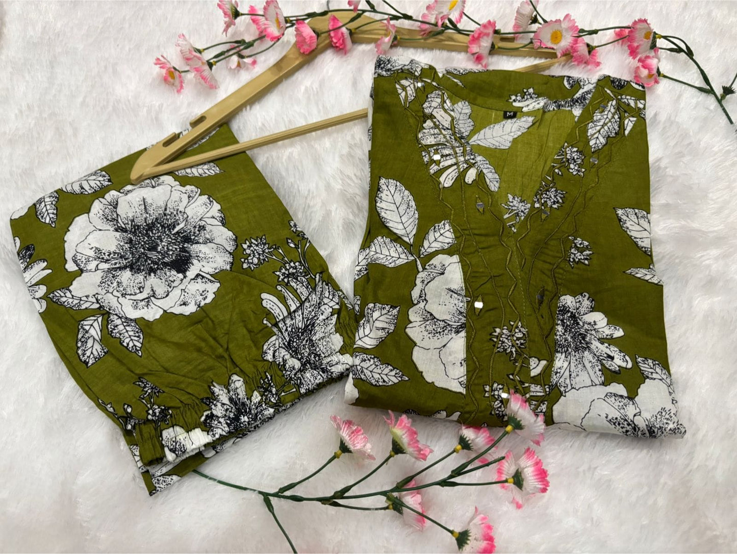 Flaired Cotton Gown Set