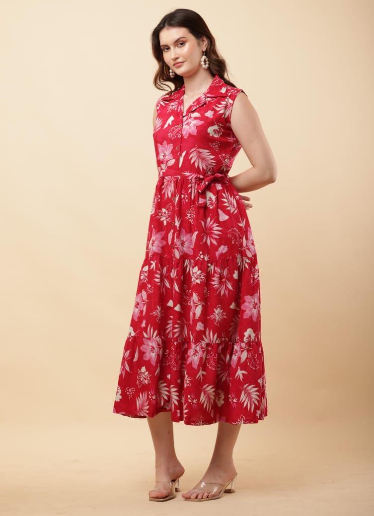 Rayon Floral Midi Dress