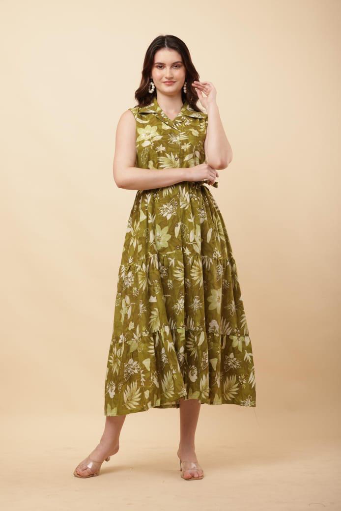 Rayon Floral Midi Dress