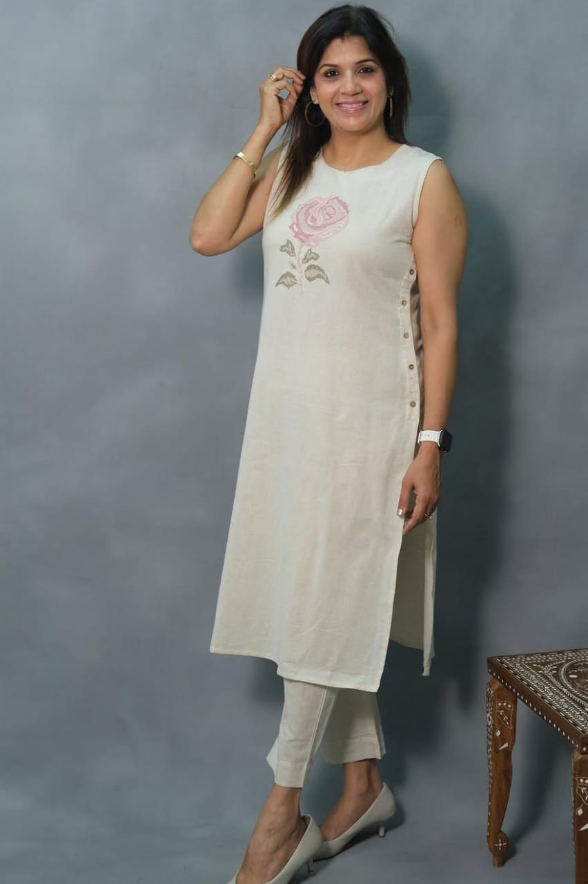 Rose Whisper - Cotton Kurta set