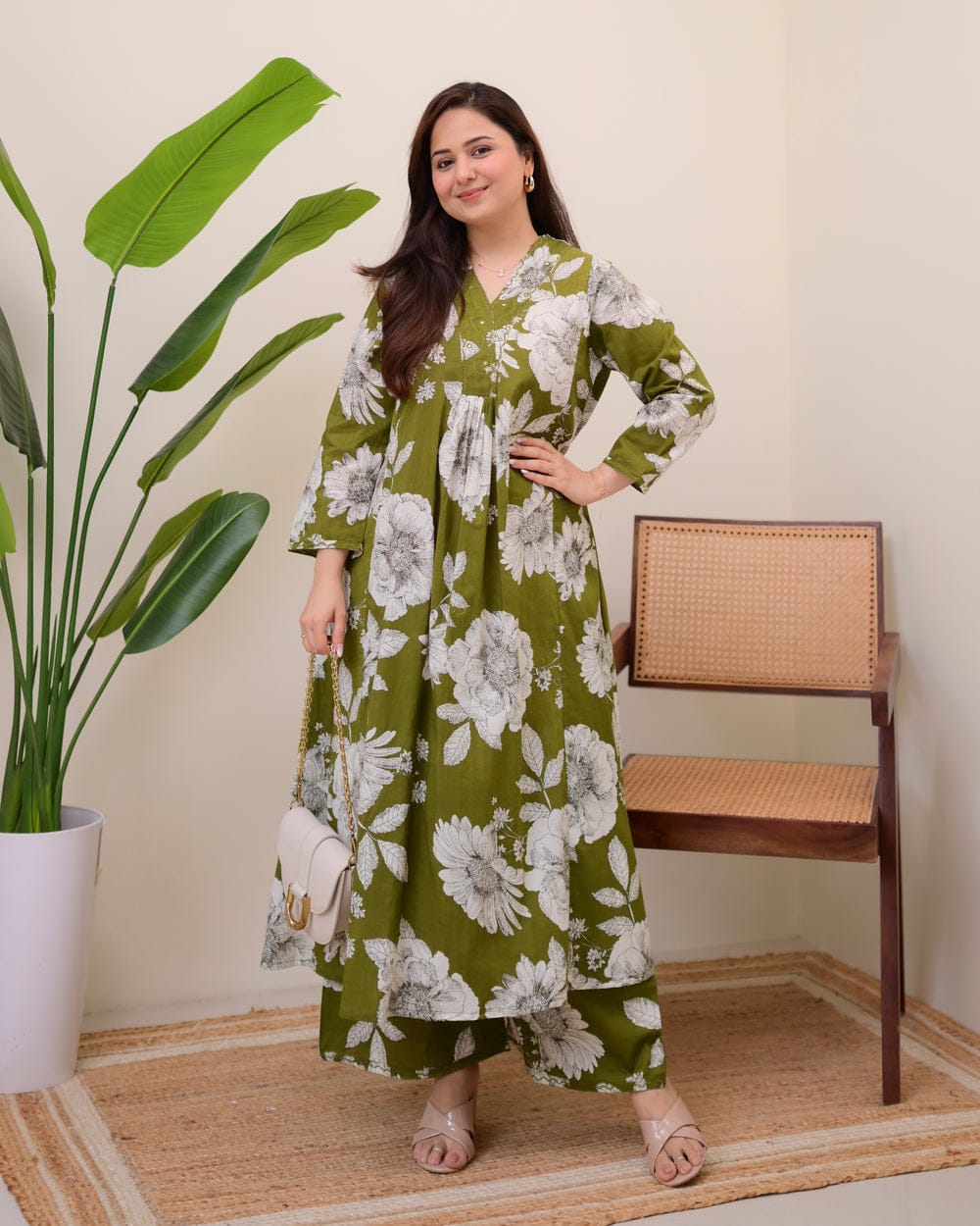 Flaired Cotton Gown Set