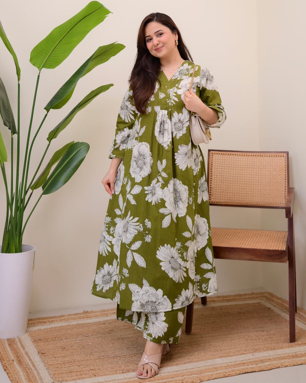 Flaired Cotton Gown Set
